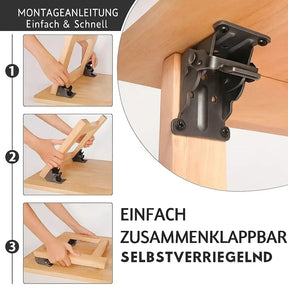 Auto-Lock Folding Bracket 90° 2-Pack – 225kg Rated & Self-Locking Design