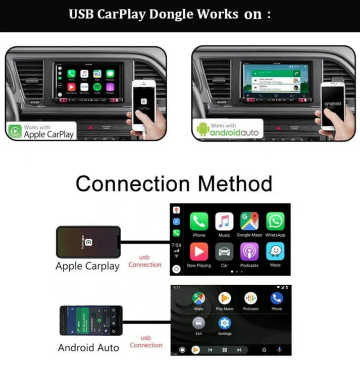 Adaptador para Carplay e Android Auto - Compatível com todas as marcas de carros
