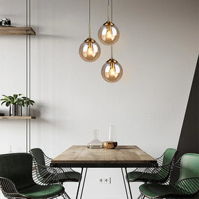 Modern Nordic Glass Globe Pendant Light | Amber, Smoke Grey, Clear Glass