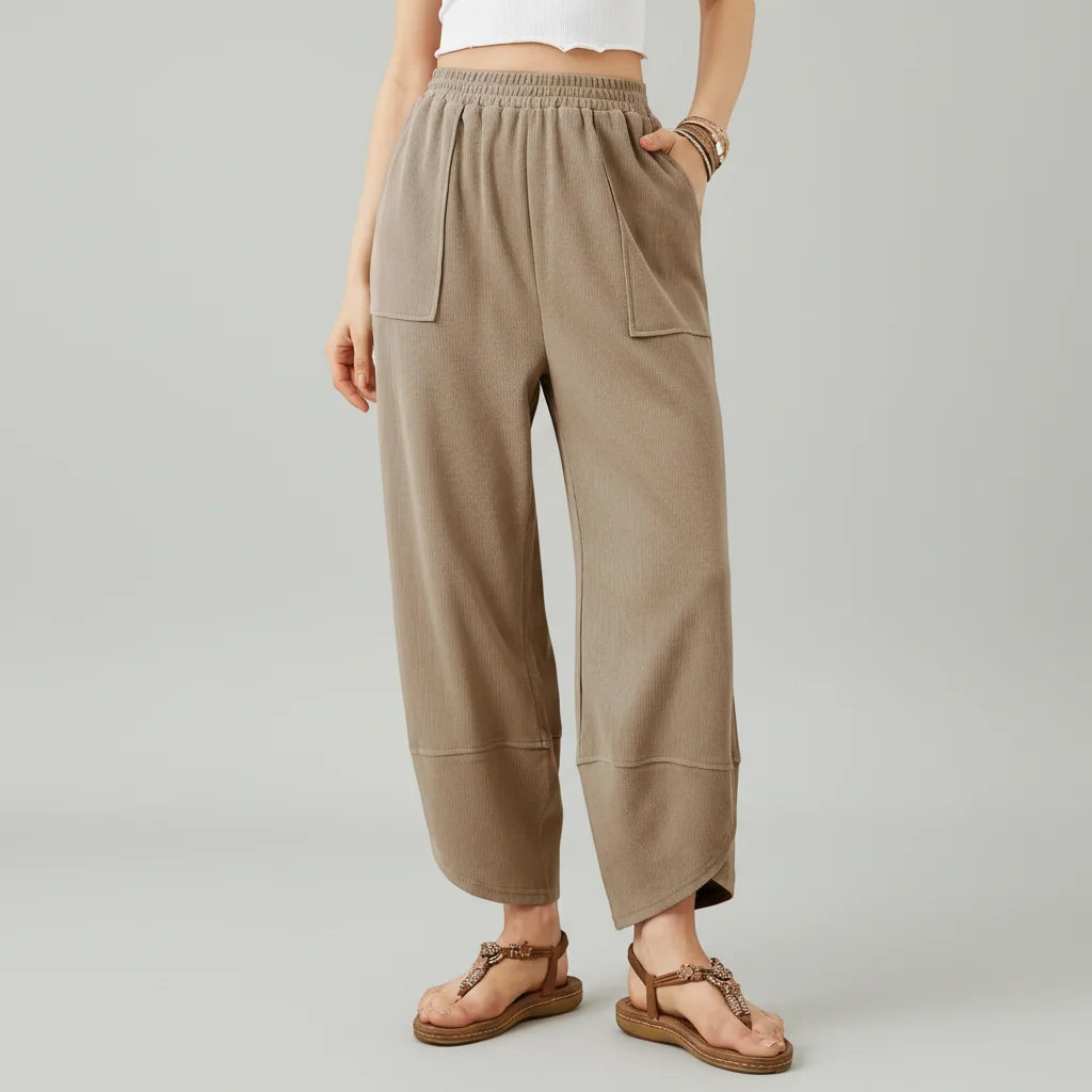 Calça Feminina Casual de Corte Reto e Caimento Solto Leve para o Verão