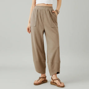 Calça Feminina Casual de Corte Reto e Caimento Solto Leve para o Verão