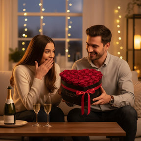 Caixa de Rosas para o Dia das Mães Flor Artificial Coração Presente Decoração para Ela