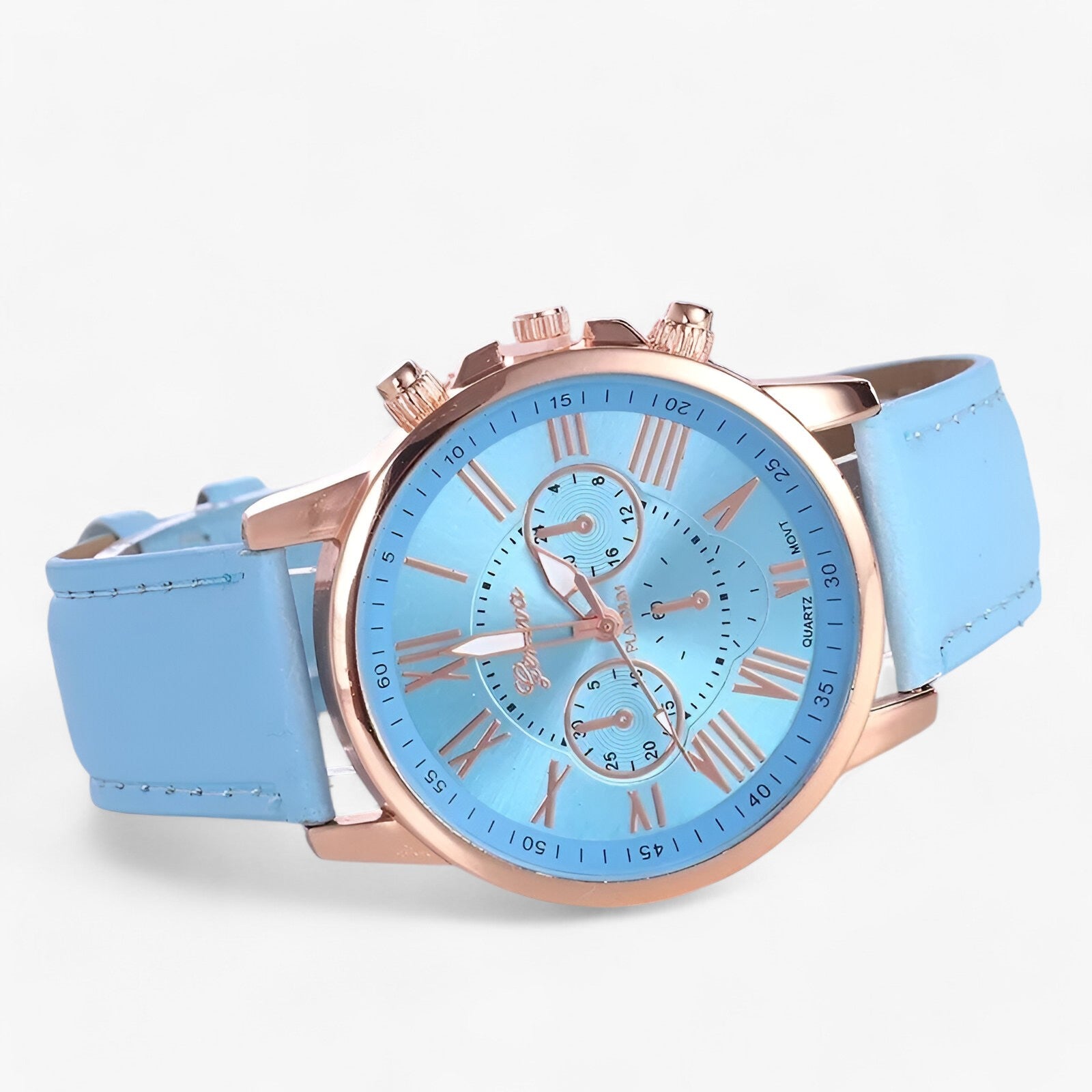 Relógio Feminino Elegante – Pulseira de Couro, Mostrador com Algarismos Romanos e Design Clássico