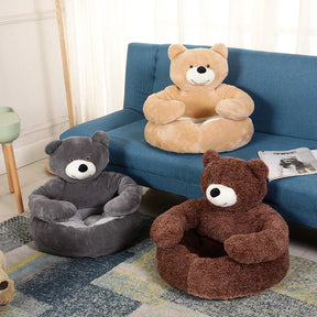 Cama de Pelúcia para Cães de Inverno em Formato de Urso
