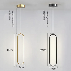 Luminária Pendente de LED Minimalista Moderna | Lâmpada Suspensa Dourada e Preta para Quartos, Salas de Jantar e Estar