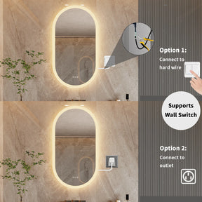 Espelho de Banheiro Oval em LED – Design Retroiluminado com Anti-embaçante e Intensidade Regulável