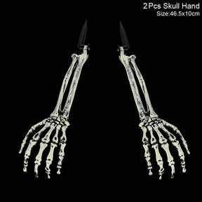 Bone-Tone Skull and Skeletal Arm Decoration Set