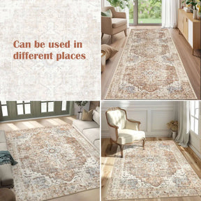 Heritage Medallion Rug | Foldable Non-Slip Oriental Style Carpet