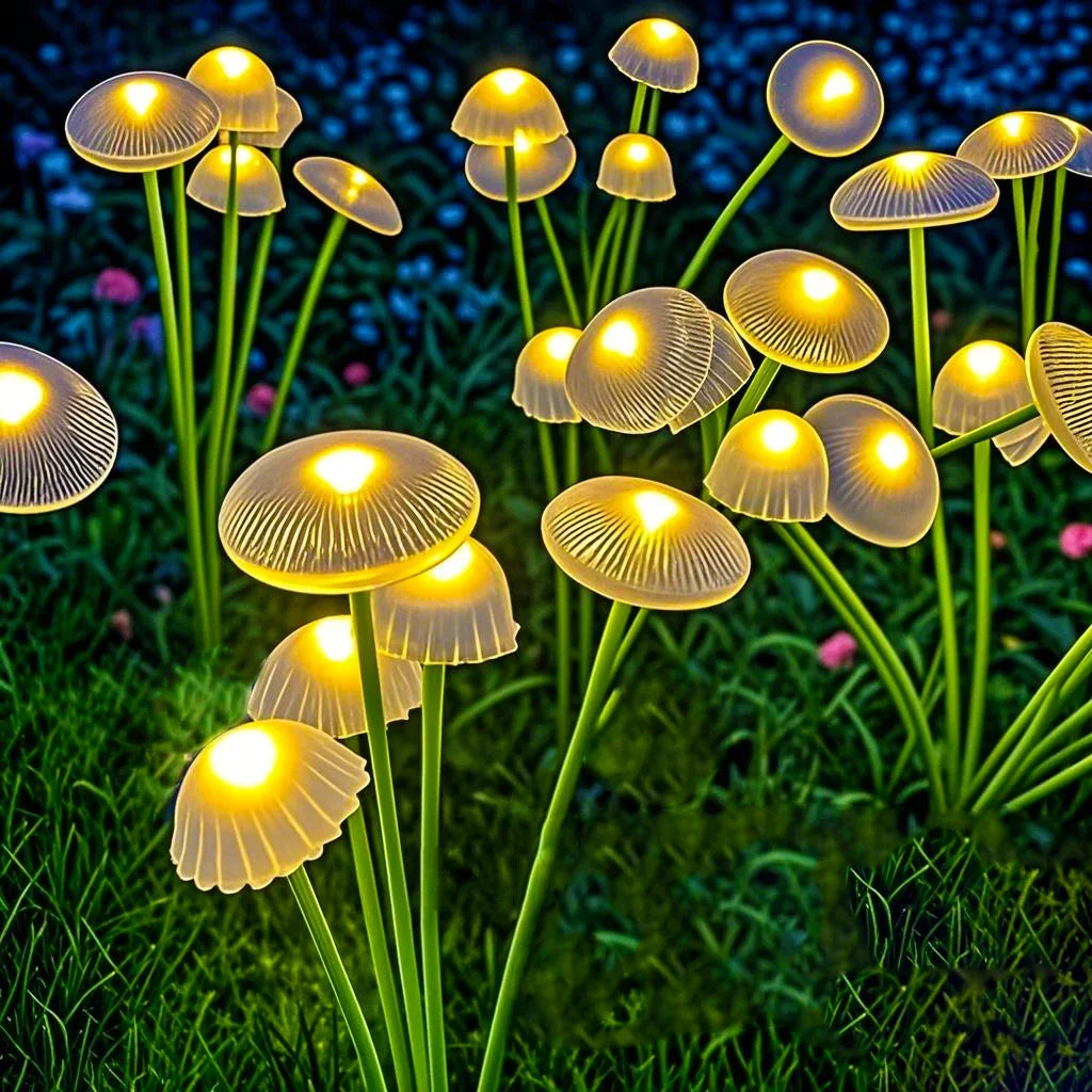 Conjunto de 2 Luminárias Solares de Cogumelo – 6 Cabeças Oscilantes e Decorativas
