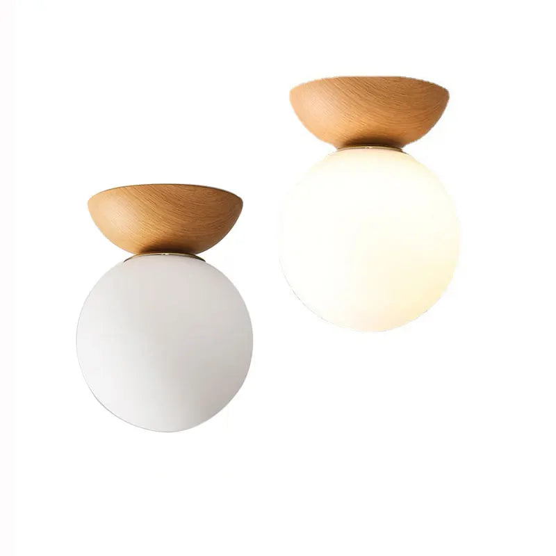 Lustre Pendente de Vidro Estilo Nórdico Moderno | Acabamento em Madeira