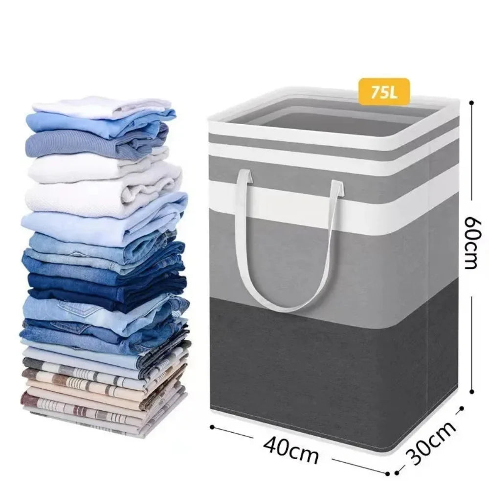 75L Waterproof Laundry Basket – Foldable Fabric Hamper with Handles