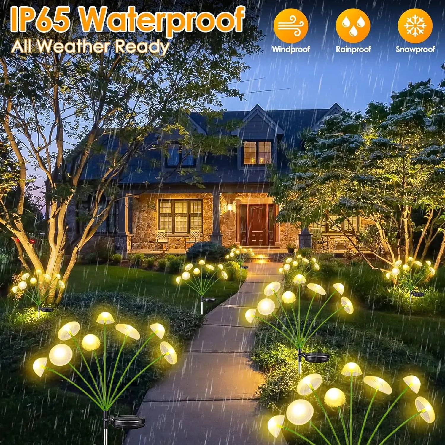 Conjunto de 2 Luminárias Solares de Cogumelo – 6 Cabeças Oscilantes e Decorativas
