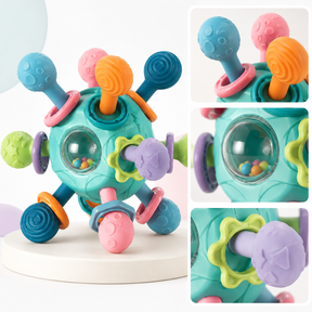 Brinquedo de Desenvolvimento Sensorial para Bebês - Bola com Textura e Chocalho