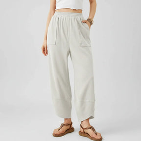 Calça Feminina Casual de Corte Reto e Caimento Solto Leve para o Verão