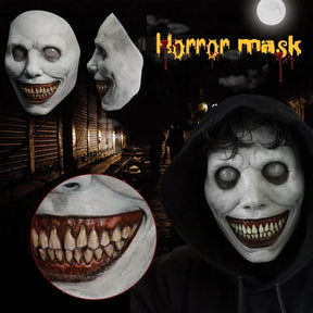 Creepy Smiling Face Evil Mask - Creepy White Eyed Demon Smiling Mask