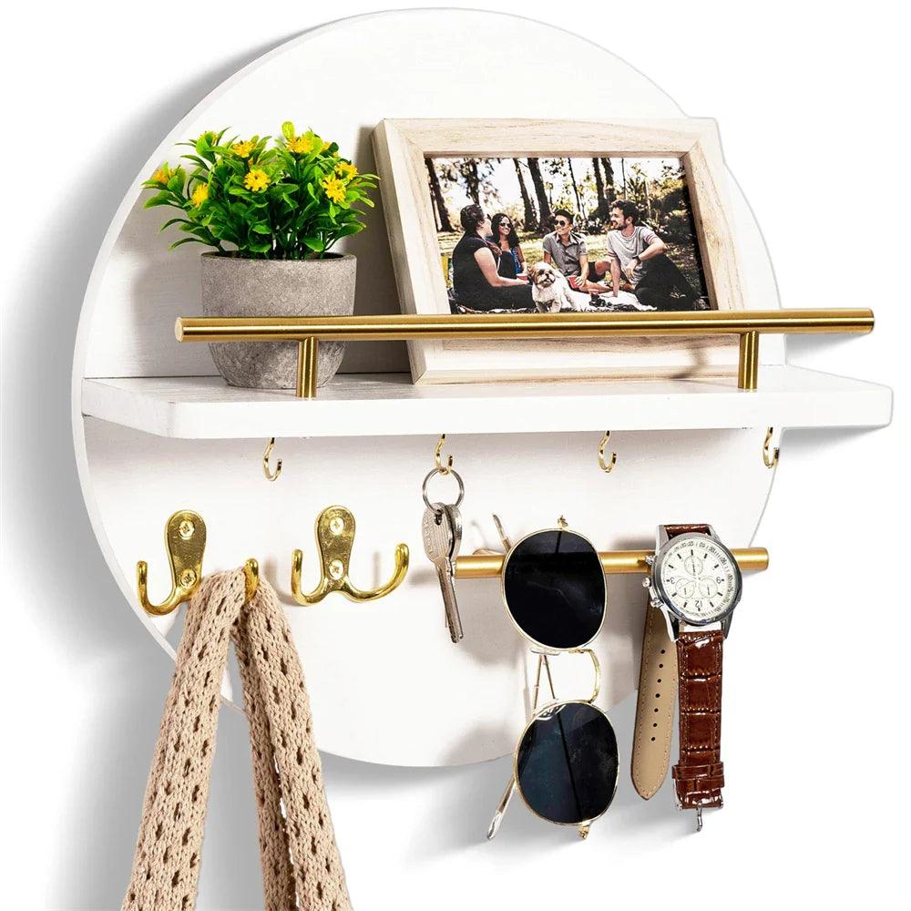 Porta-Chaves de Madeira Redondo | Organizador de Parede Elegante e Ecológico