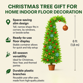 Árvore de Natal Slim Artificial de Chão Decoração Sazonal para Casa