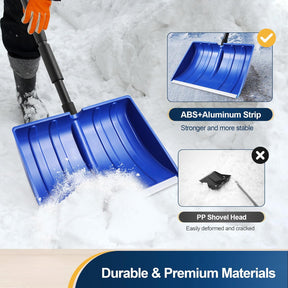 Snow Shovel Adjustable Handle Wide Blade Plastic Scoop Tool