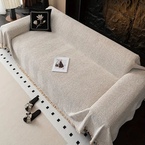 Sofa Cover Herringbone Stripe Non Slip Microfiber Couch Protector