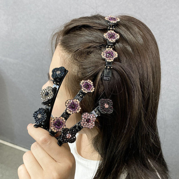 Presilhas de Cabelo Trançadas com Pedras de Cristal Cintilantes