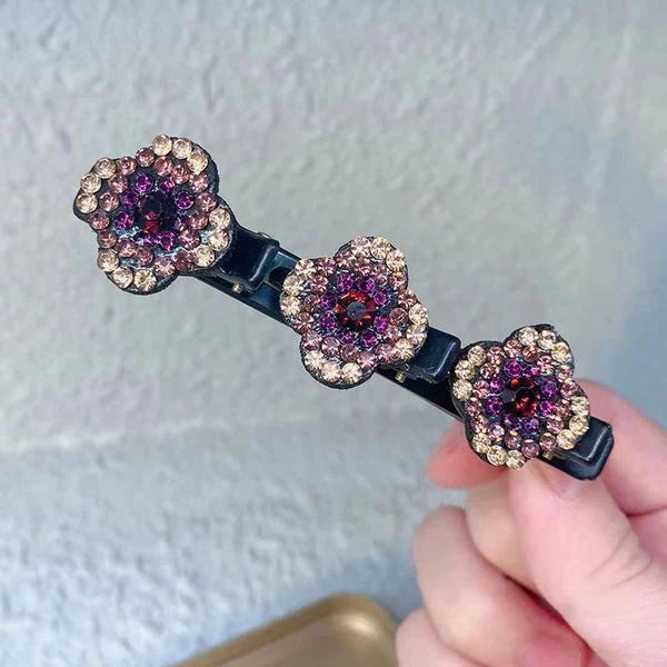 Presilhas de Cabelo Trançadas com Pedras de Cristal Cintilantes