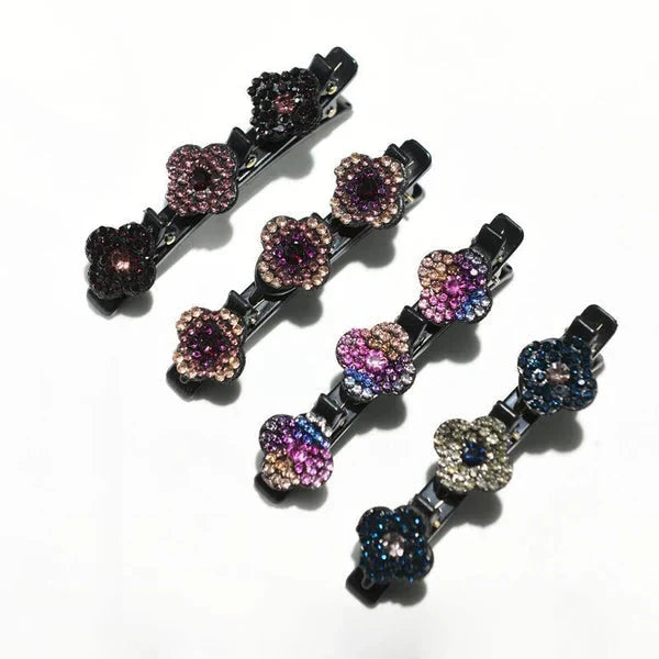 Presilhas de Cabelo Trançadas com Pedras de Cristal Cintilantes