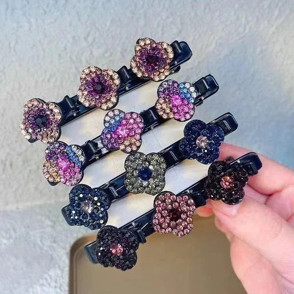 Presilhas de Cabelo Trançadas com Pedras de Cristal Cintilantes