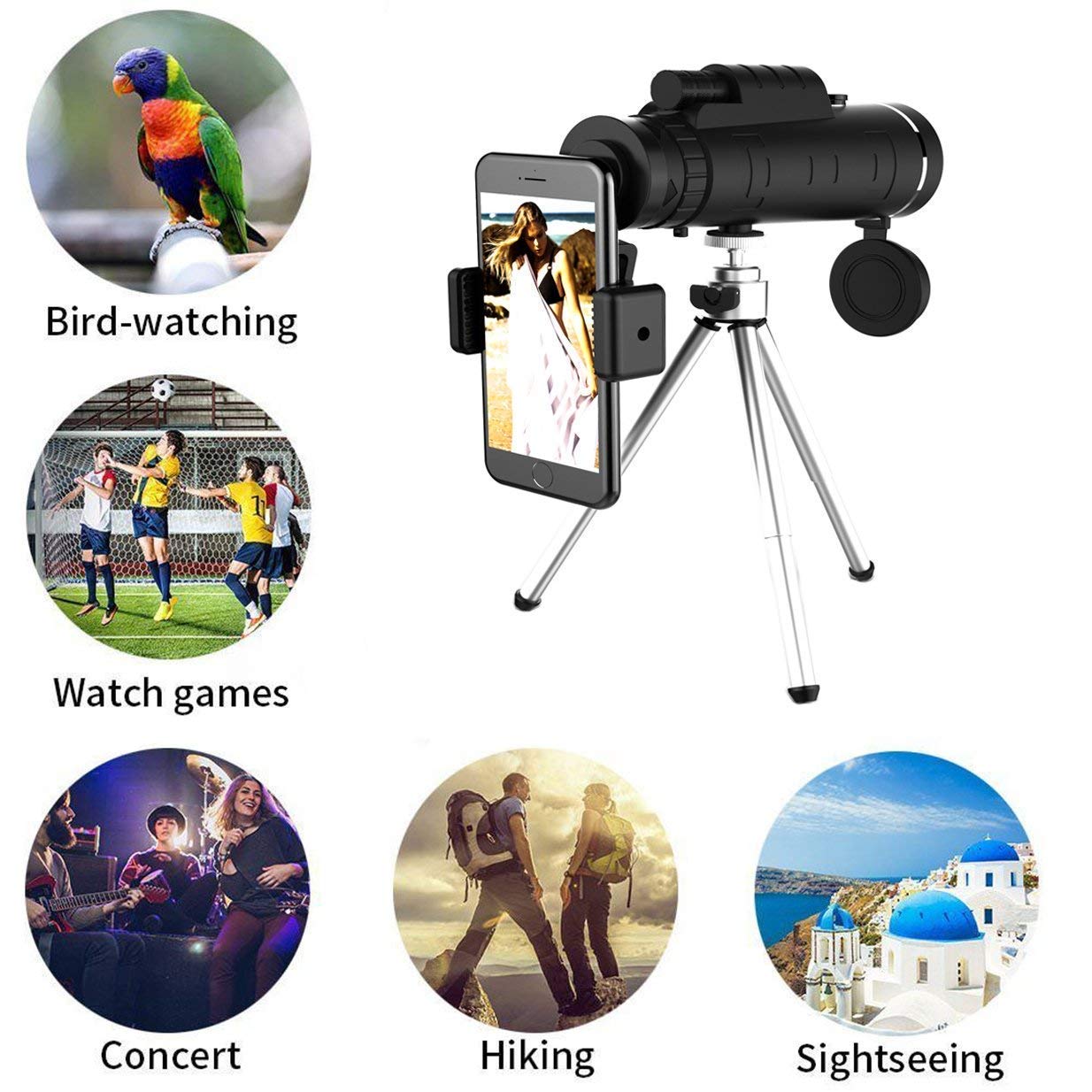 Monocular Starscope HD – Monocular de Alta Potência com Suporte para Smartphone e Tripé – Telescópio Monocular à Prova D'água