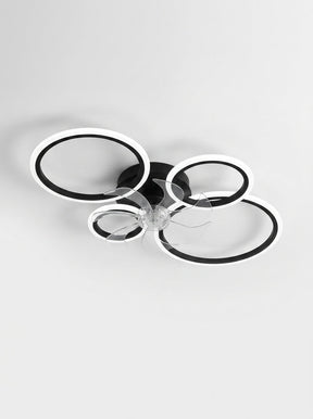Modern 4 ring fandelier ceiling fan with LED light