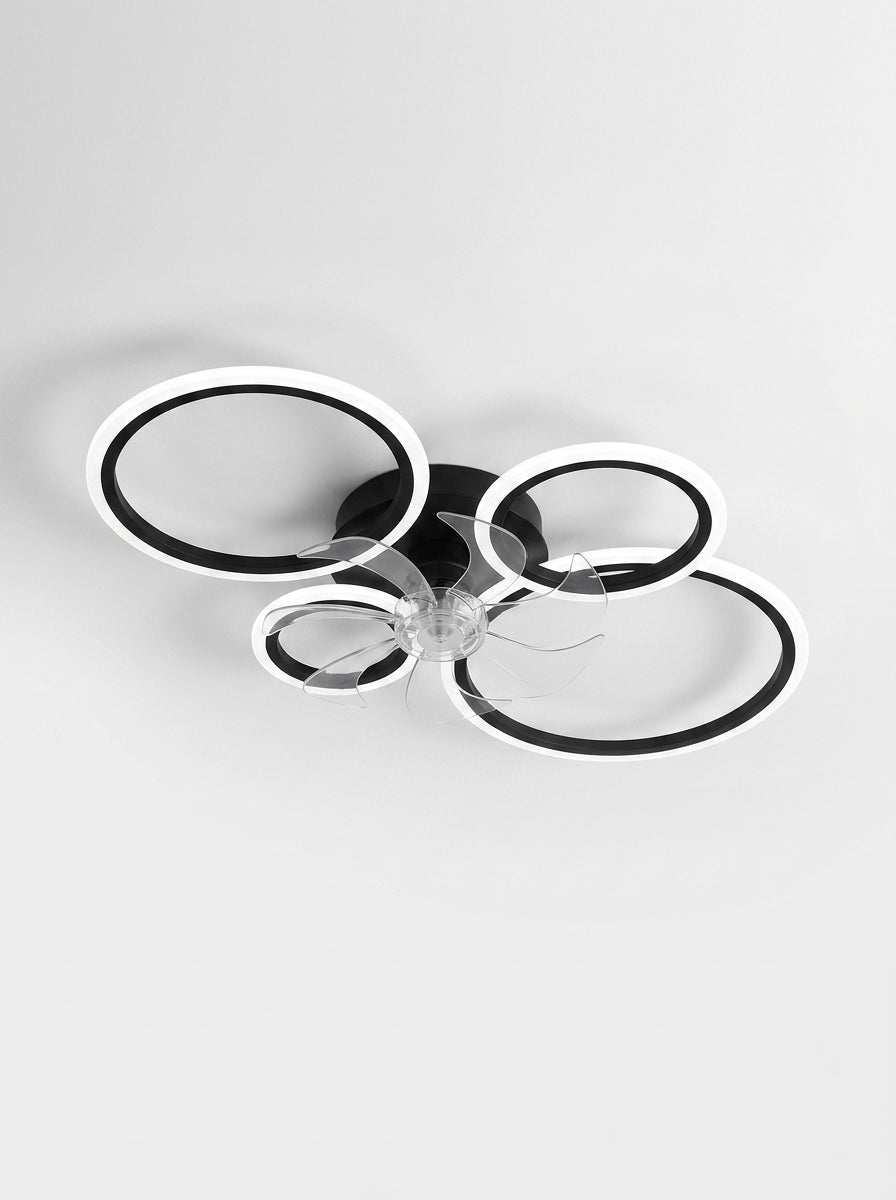 Modern 4 ring fandelier ceiling fan with LED light