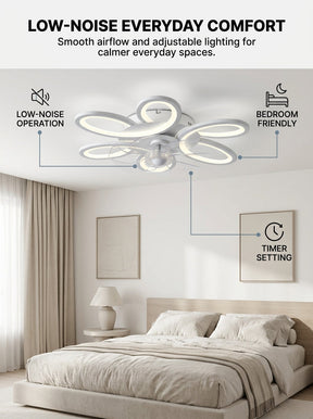 Butterfly loop modern fandelier ceiling fan with LED light