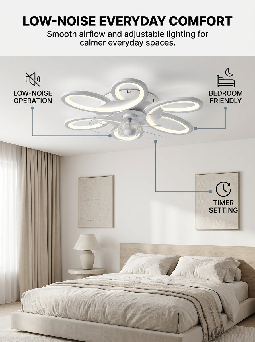 Butterfly loop modern fandelier ceiling fan with LED light