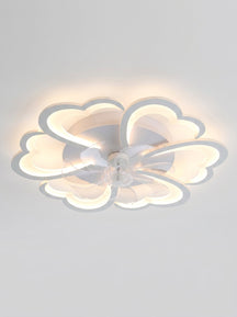 Cloud Bloom low profile fandelier ceiling fan with LED light - white