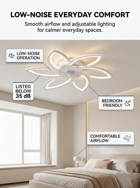 Lotus flower fandelier ceiling fan with low profile LED light