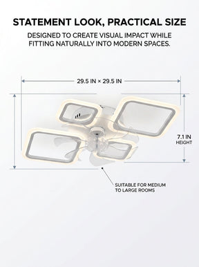 Quadra Halo low profile fandelier ceiling fan with LED light