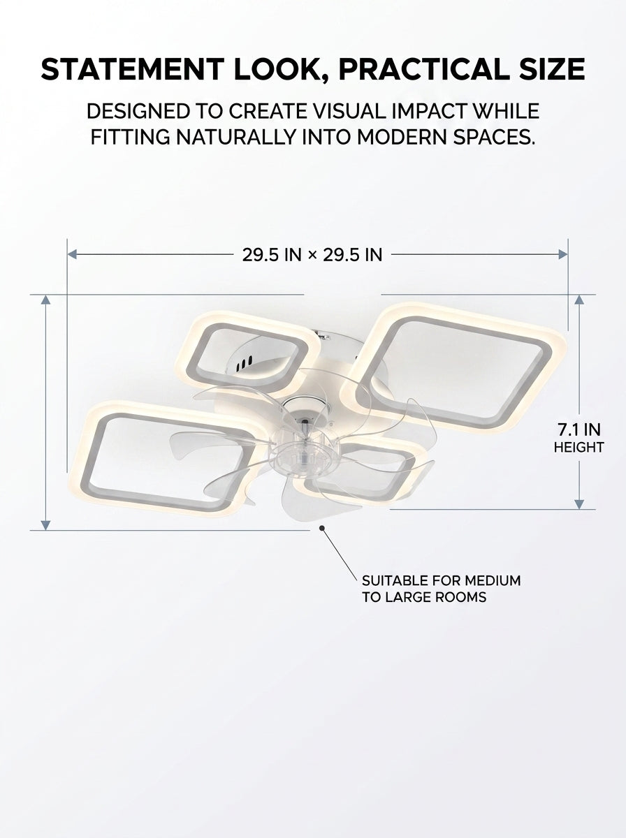 Quadra Halo low profile fandelier ceiling fan with LED light