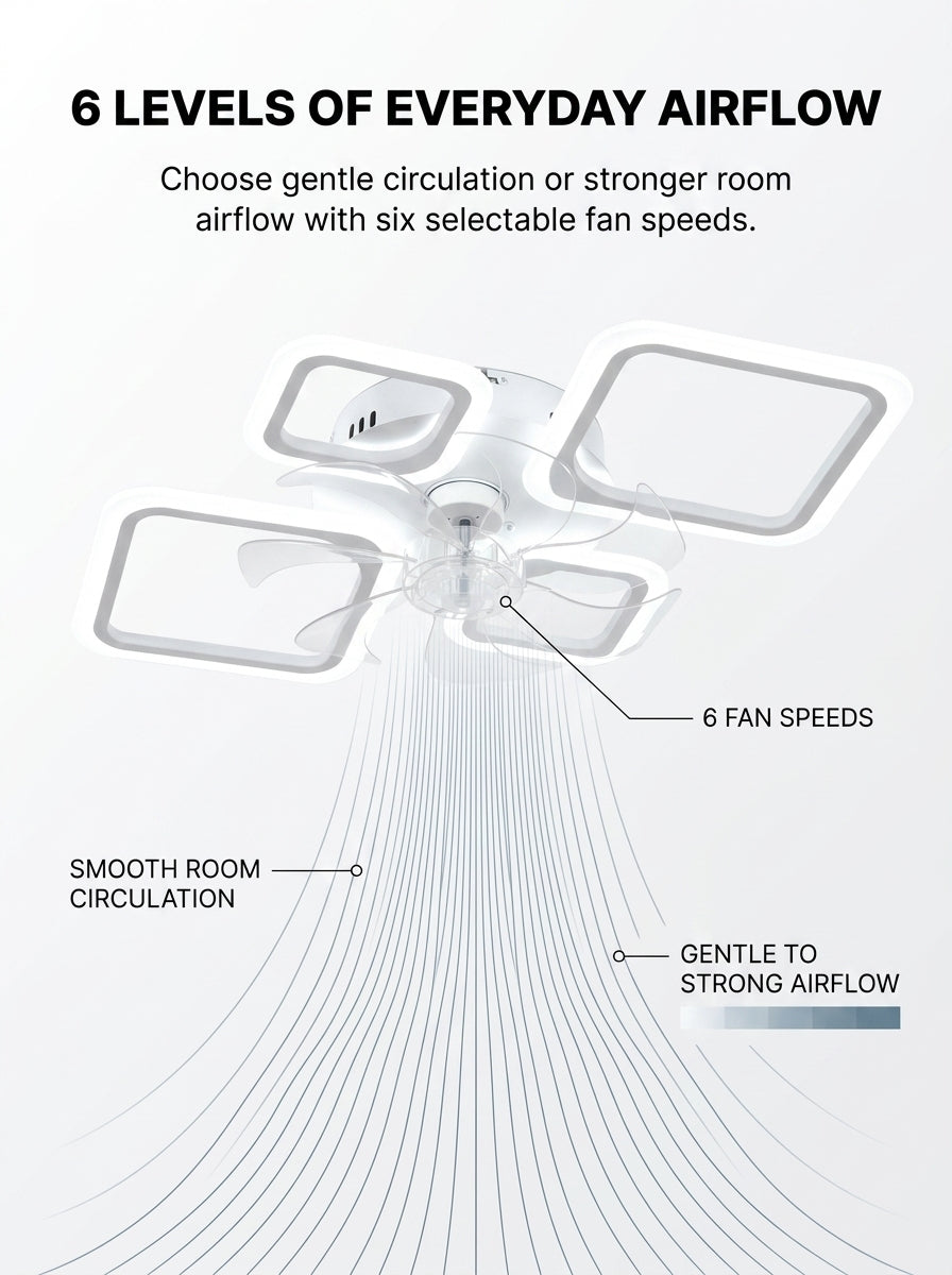 Quadra Halo low profile fandelier ceiling fan with LED light