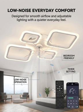 Quadra Halo low profile fandelier ceiling fan with LED light