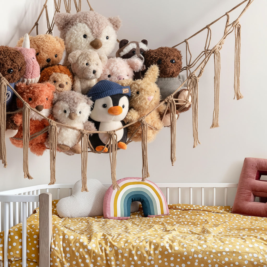 Rede Organizadora de Macramê para Brinquedos, Pelúcias e Decoração