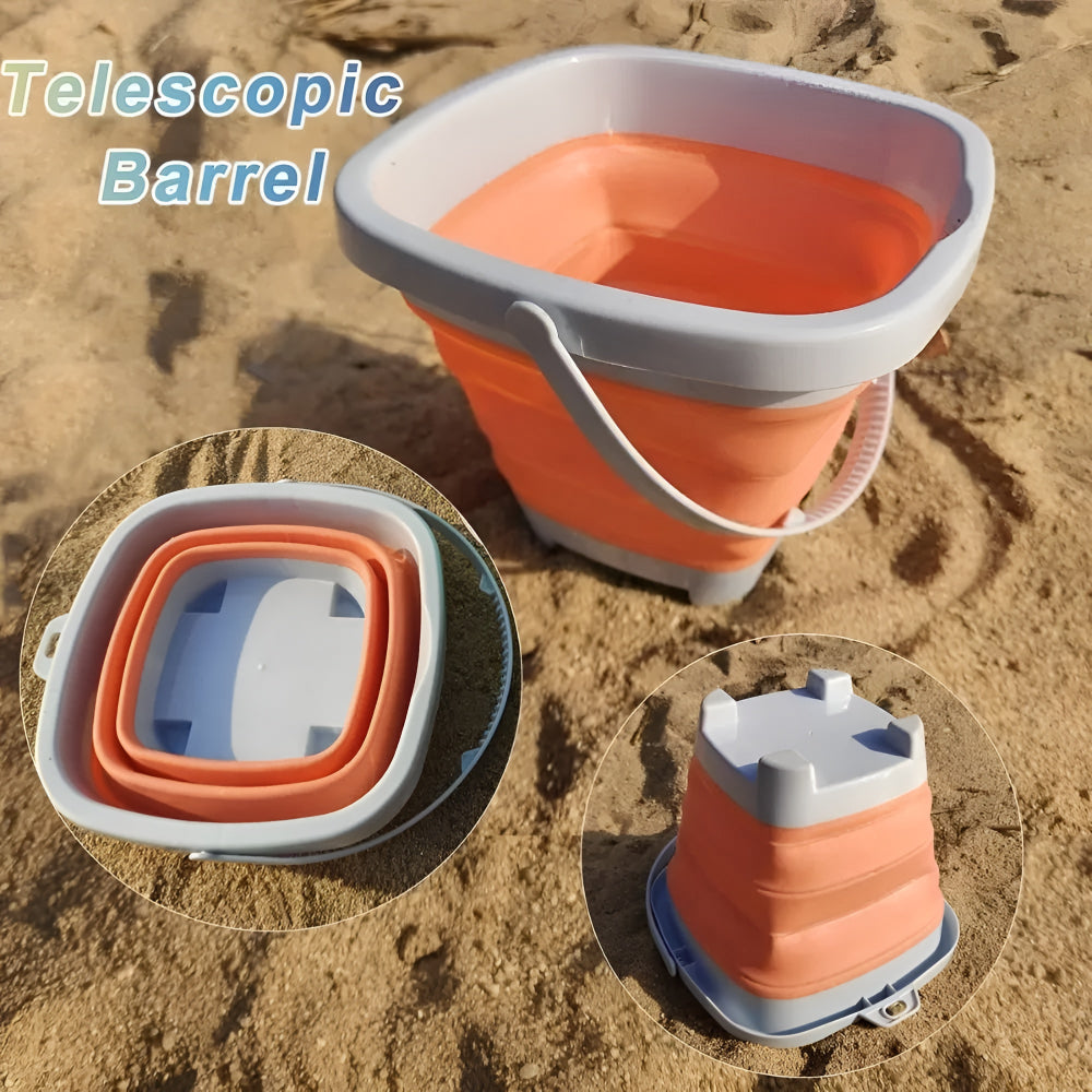 Conjunto de Brinquedos de Praia de Verão Balde de Areia Dobrável para Crianças ao Ar Livre