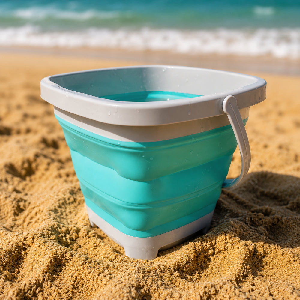 Conjunto de Brinquedos de Praia de Verão Balde de Areia Dobrável para Crianças ao Ar Livre