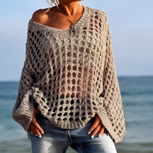Suéter Feminino de Crochê para Saída de Praia, Modelagem Ampla