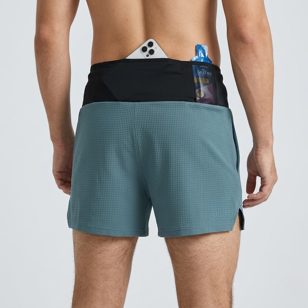 Shorts de Corrida Masculinos Shorts de Maratona Shorts de Treino com Bolso
