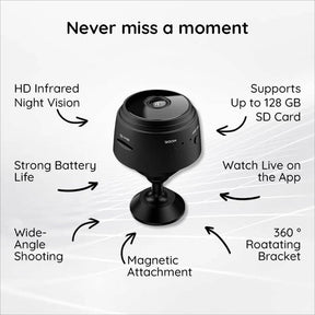 Minicâmera WiFi HD 1080P com Visão Noturna