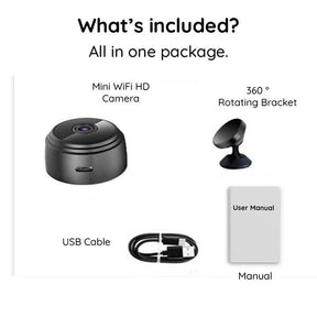 Minicâmera WiFi HD 1080P com Visão Noturna