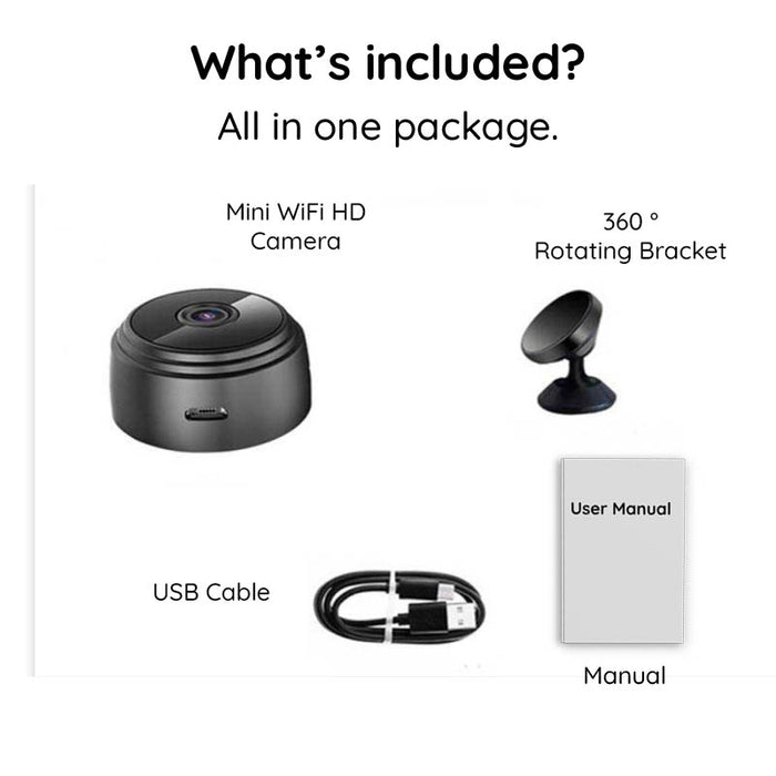 Minicâmera WiFi HD 1080P com Visão Noturna