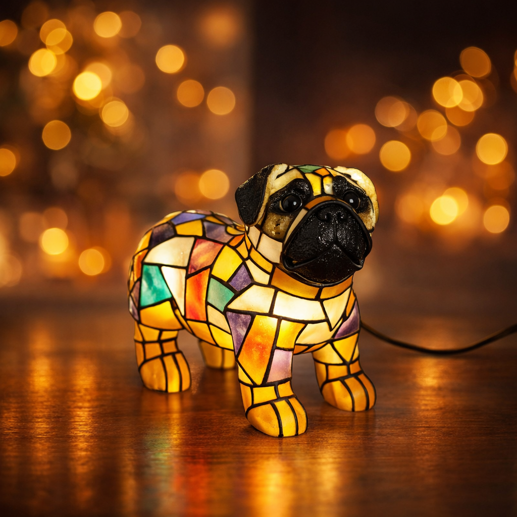 Luminária de Mesa Decorativa em Resina com Formato de Cachorro