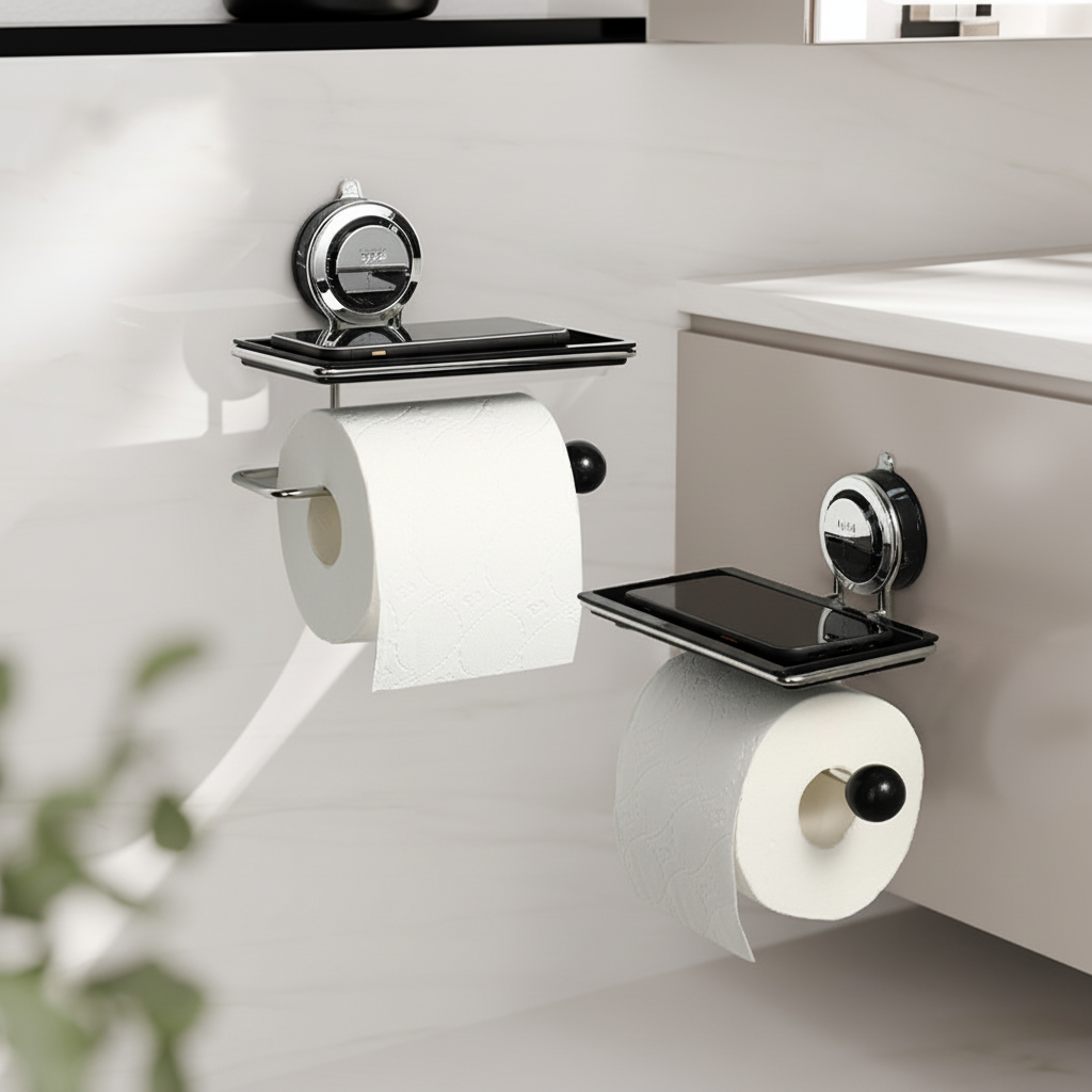 Suporte para Papel Higiênico Adesivo de Parede em Aço Inoxidável