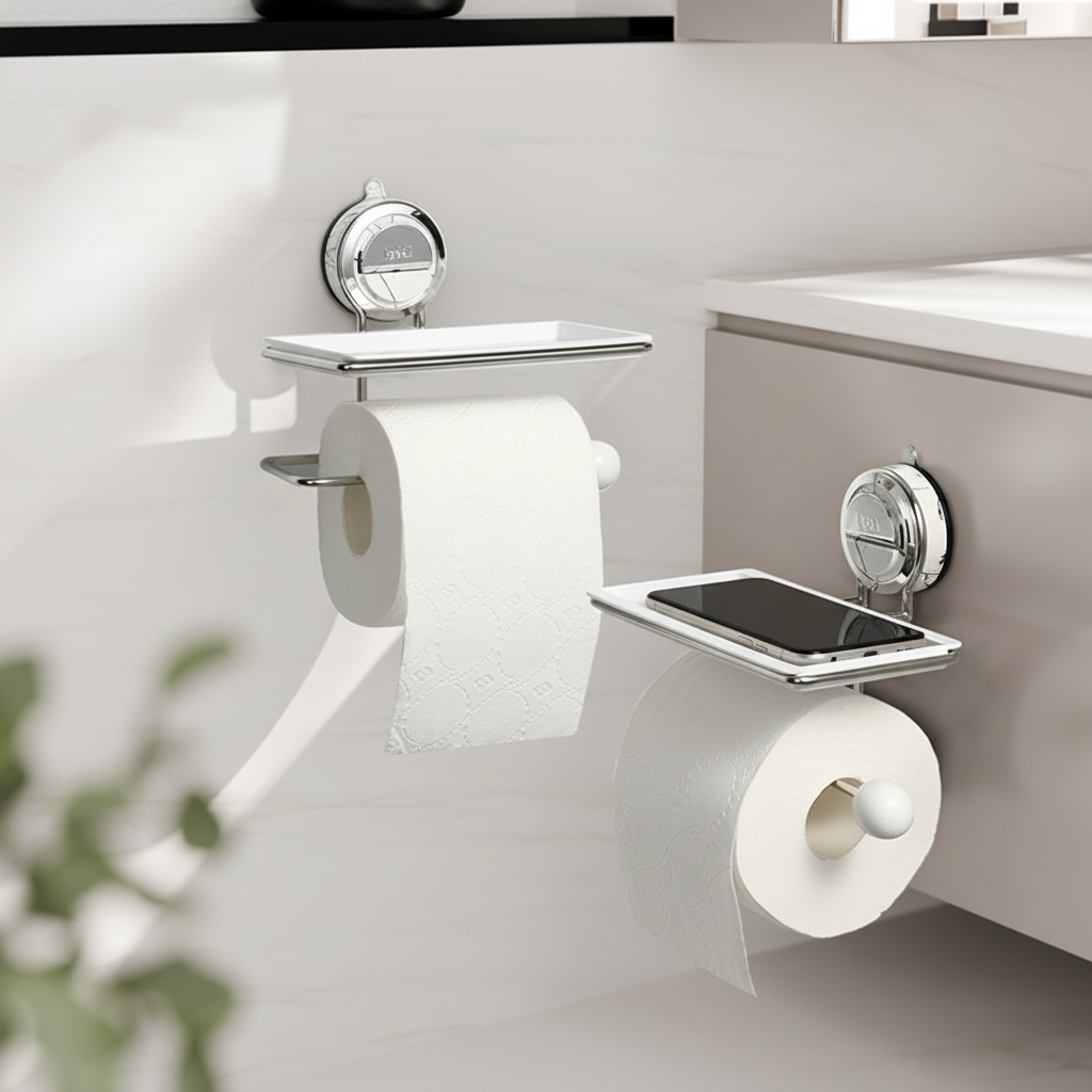 Suporte para Papel Higiênico Adesivo de Parede em Aço Inoxidável