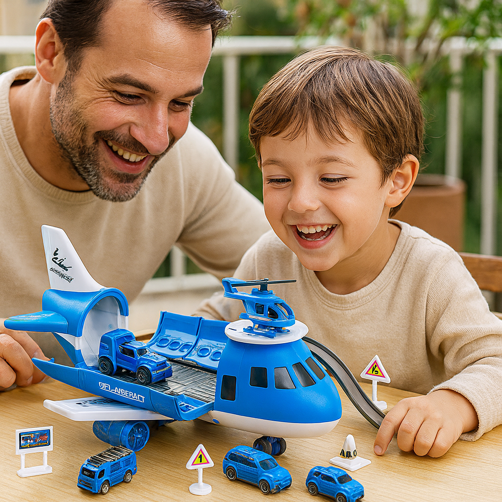 Conjunto de Brinquedo Avião e Veículos de Transporte para Crianças
